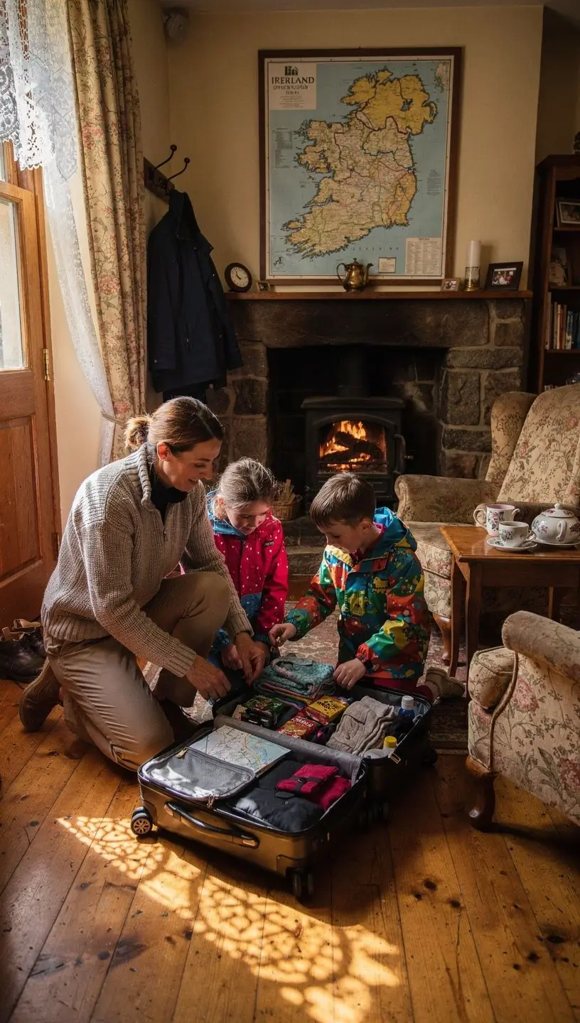 A close-up image of a detailed packing checklist, featuring essential items for hiking in Ireland.